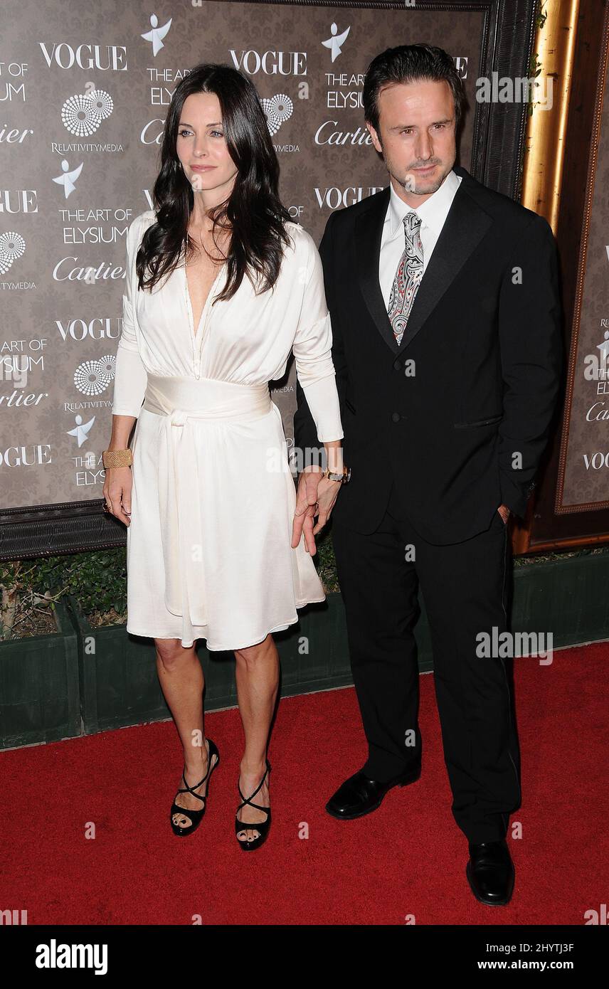 Courteney Cox Arquette und David Arquette bei der jährlichen Himmelsgala der Art of Elysium 2. im Vibiana. Stockfoto