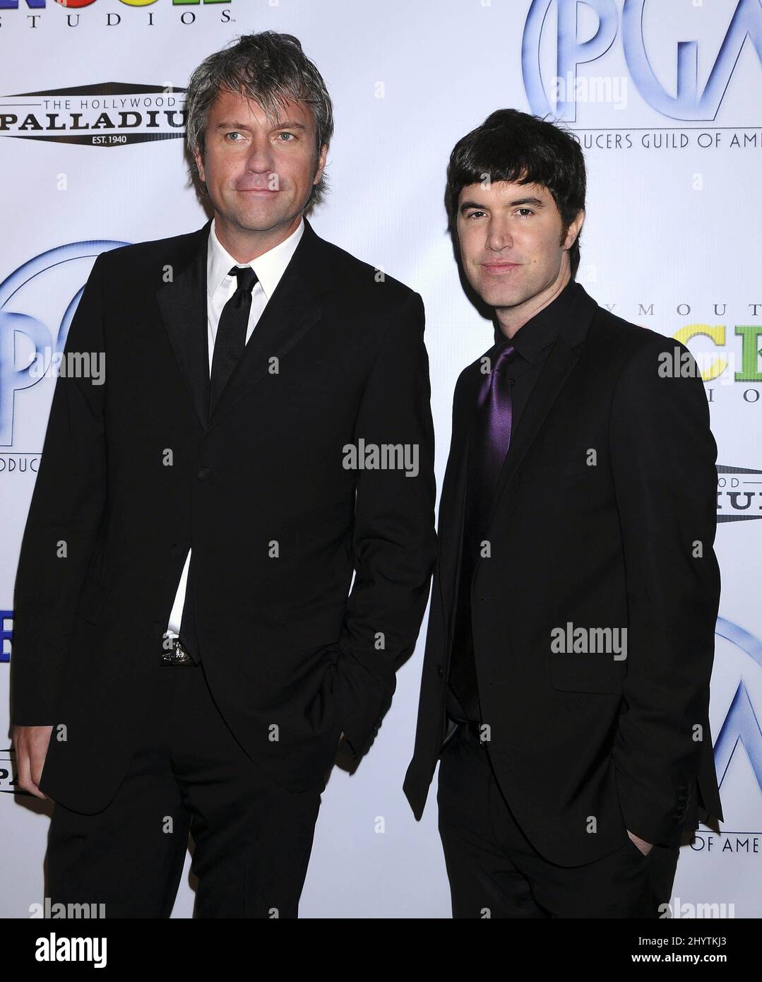 Chris DeWolfe (links) und Tom Anderson bei den Annual Producers Guild Awards 20. im Palladium, Hollywood. Stockfoto