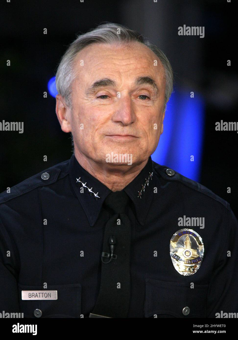 Polizeichef William J. Bratton am Michael Jackson Memorial im Staple Center in Los Angeles, Kalifornien. Stockfoto