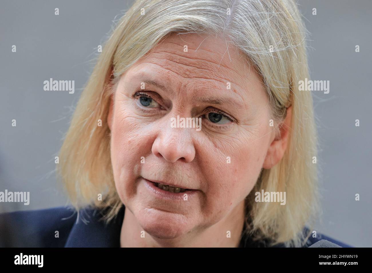 London, Großbritannien. 15. März 2022. Magdalena Andersson. Der britische Premierminister Boris Johnson begrüßt die schwedische Premierministerin Magdalena Andersson zu Gesprächen in der Downing Street. Kredit: Imageplotter/Alamy Live Nachrichten Stockfoto