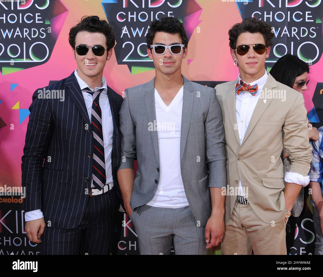 Kevin Jonas, Joe Jonas und Nick Jonas bei Nickelodeon's Annual Kid's Choice Awards 23. in Westwood, Los Angeles. Stockfoto
