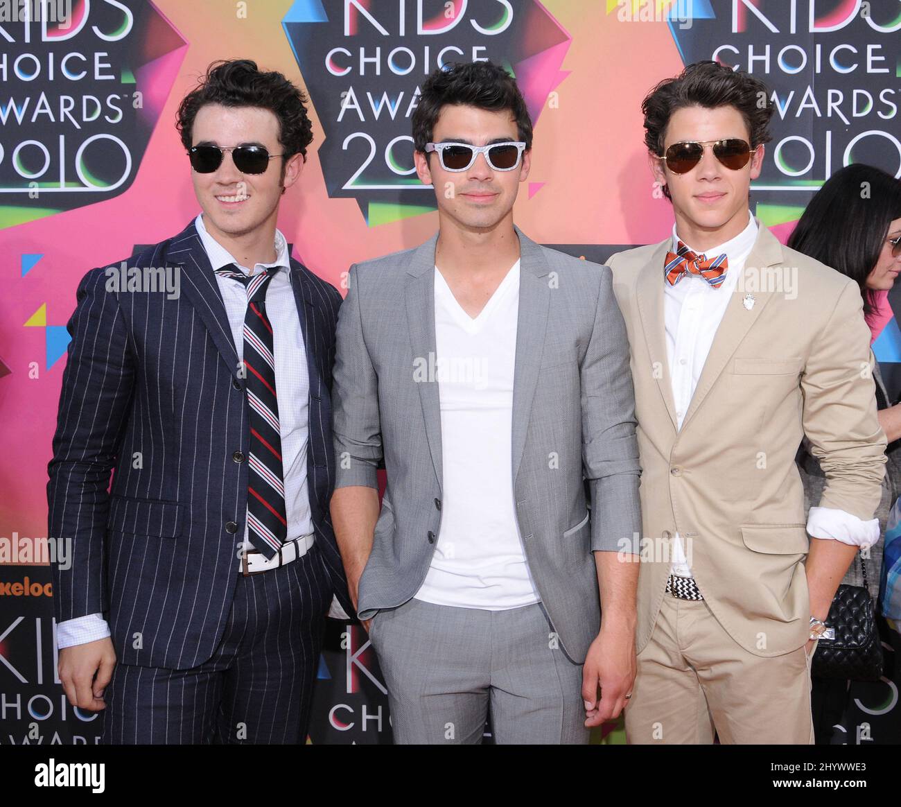 Kevin Jonas, Joe Jonas und Nick Jonas bei Nickelodeon's Annual Kid's Choice Awards 23. in Westwood, Los Angeles. Stockfoto