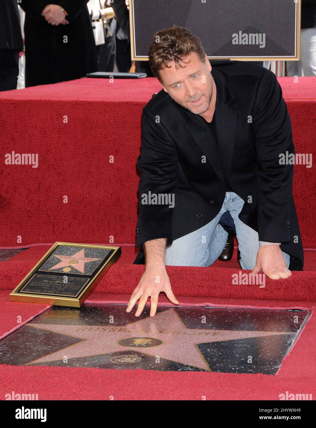 Russell ist Crowe, der auf dem Hollywood Walk of Fame, Kalifornien, mit einem Stern geehrt wird Stockfoto