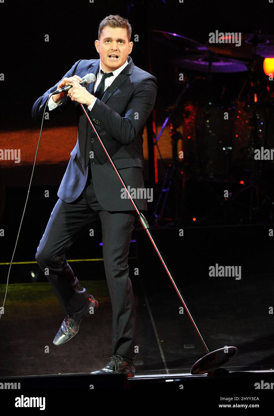 Michael Buble tritt live auf seiner „Crazy Love“-Tour im Verizon Center, Washington, auf Stockfoto