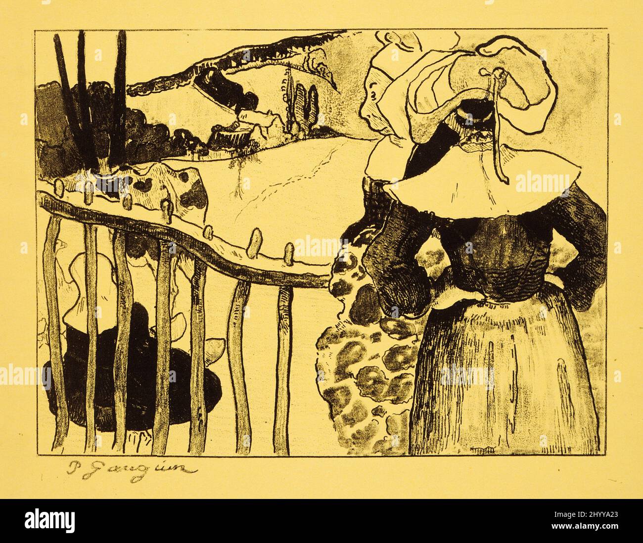 Pastoral in Martinique. Paul Gauguin (Frankreich, Paris, 1848-1903). Frankreich, 1889. Ausdrucke. Zincograph auf gelbem Papier Stockfoto