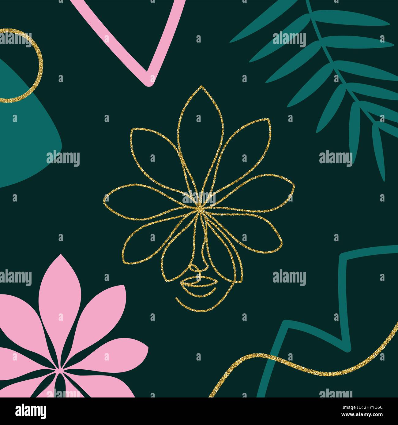Abstrakter Hintergrund mit Linienkunst tropischen Blättern. Stock Vektor