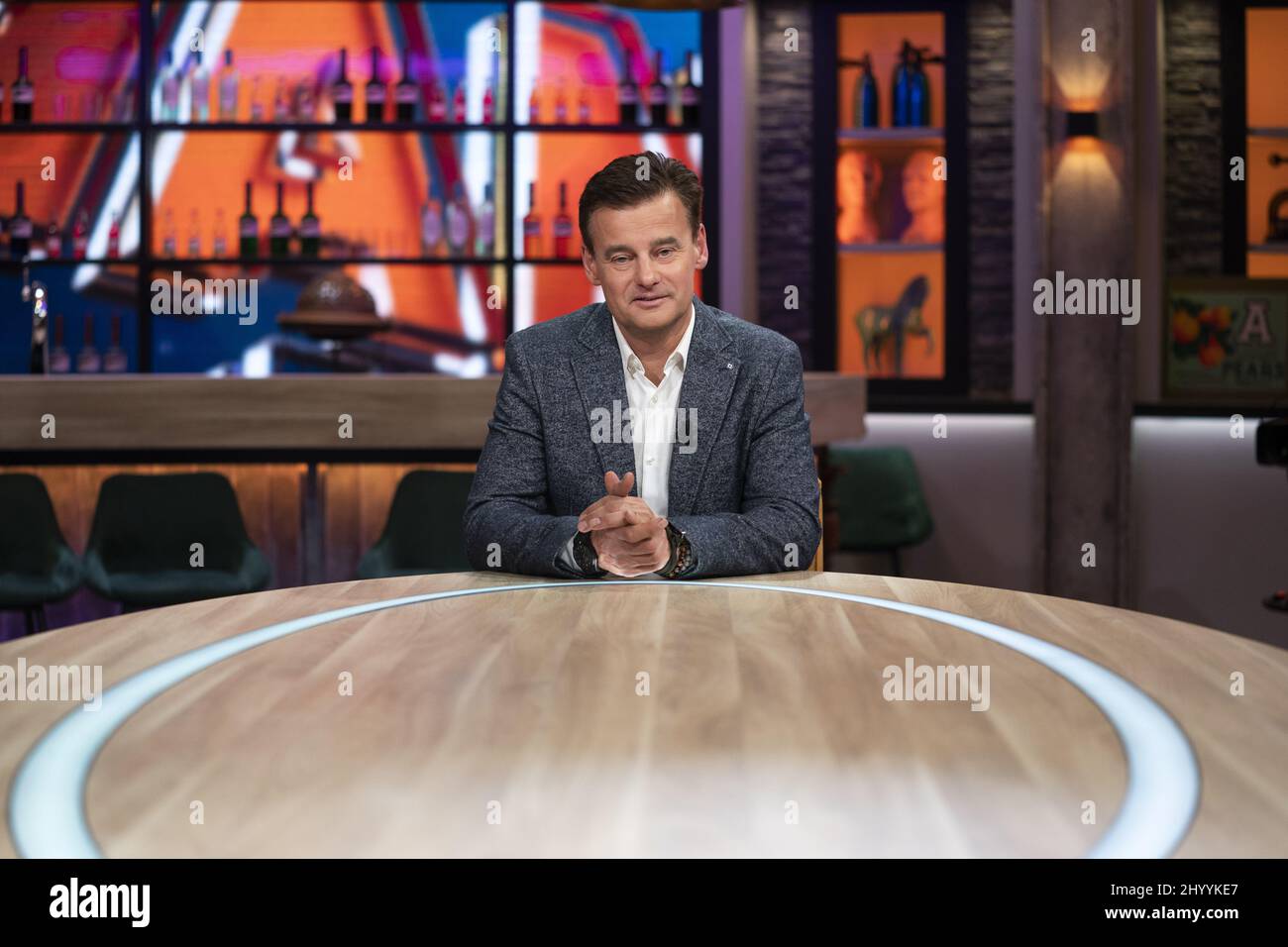 HILVERSUM - Wilfred Genee in de Studio van televisieprogramma Vandaag inside. ANP KIPPA JEROEN JUMELET Stockfoto