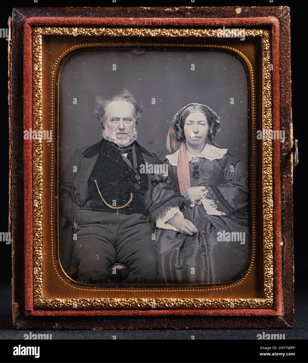 Porträt eines nicht identifizierten Paares. Rufus Anson (USA, aktiv New York, New York City, 1851-1867). USA, um 1855. Fotos. Daguerreotyp (1/6 Platten) mit doppelt elliptischer Messingmatte Stockfoto