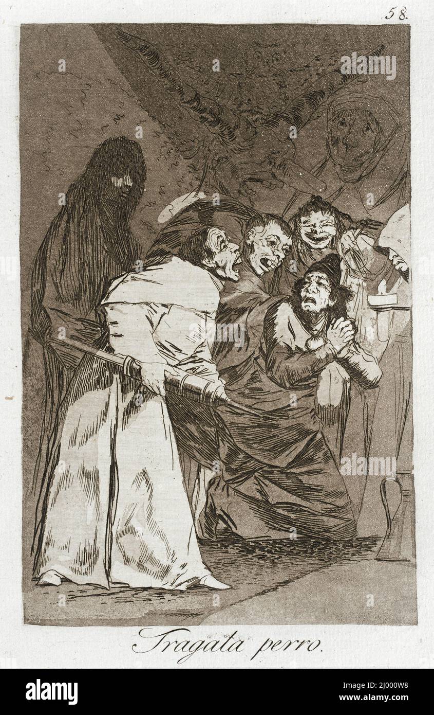Schlucken Sie es, Hund!. Francisco Goya y Lucientes (Spanien, Fuendetodos, 1746-1828). Spanien, 1799. Drucke; Radierungen. Ätzung, brünierter Aquatinta und Trockenpunkt Stockfoto