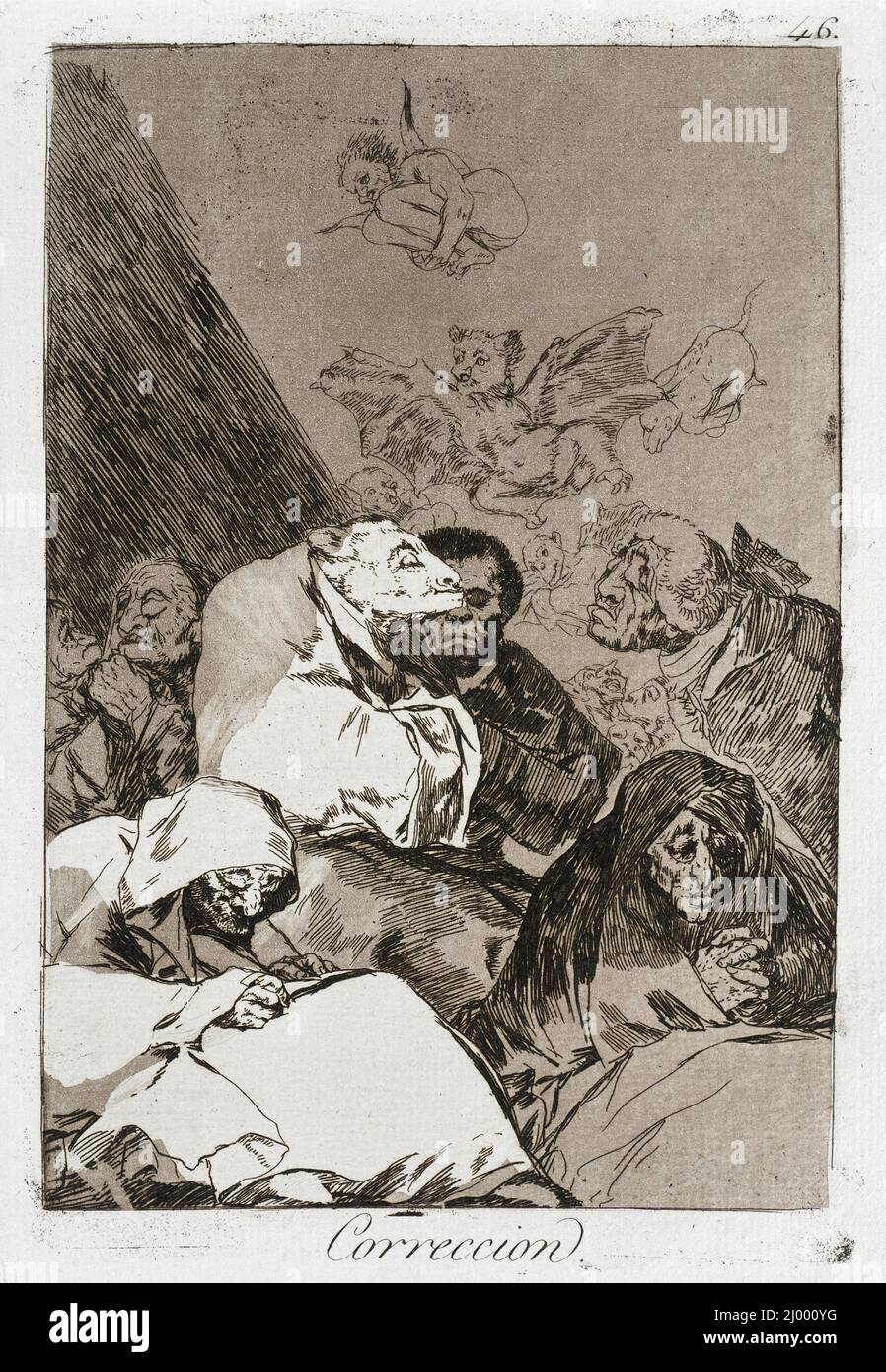 Korrektur. Francisco Goya y Lucientes (Spanien, Fuendetodos, 1746-1828). Spanien, 1799. Drucke; Radierungen. Ätzung und brünierter Aquatinta Stockfoto