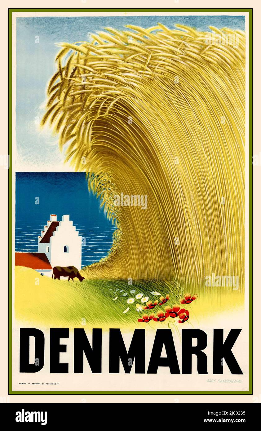 Vintage Travel Poster 'Denmark' von Aage Rasmussen (Reiseposter, 1946) Stockfoto