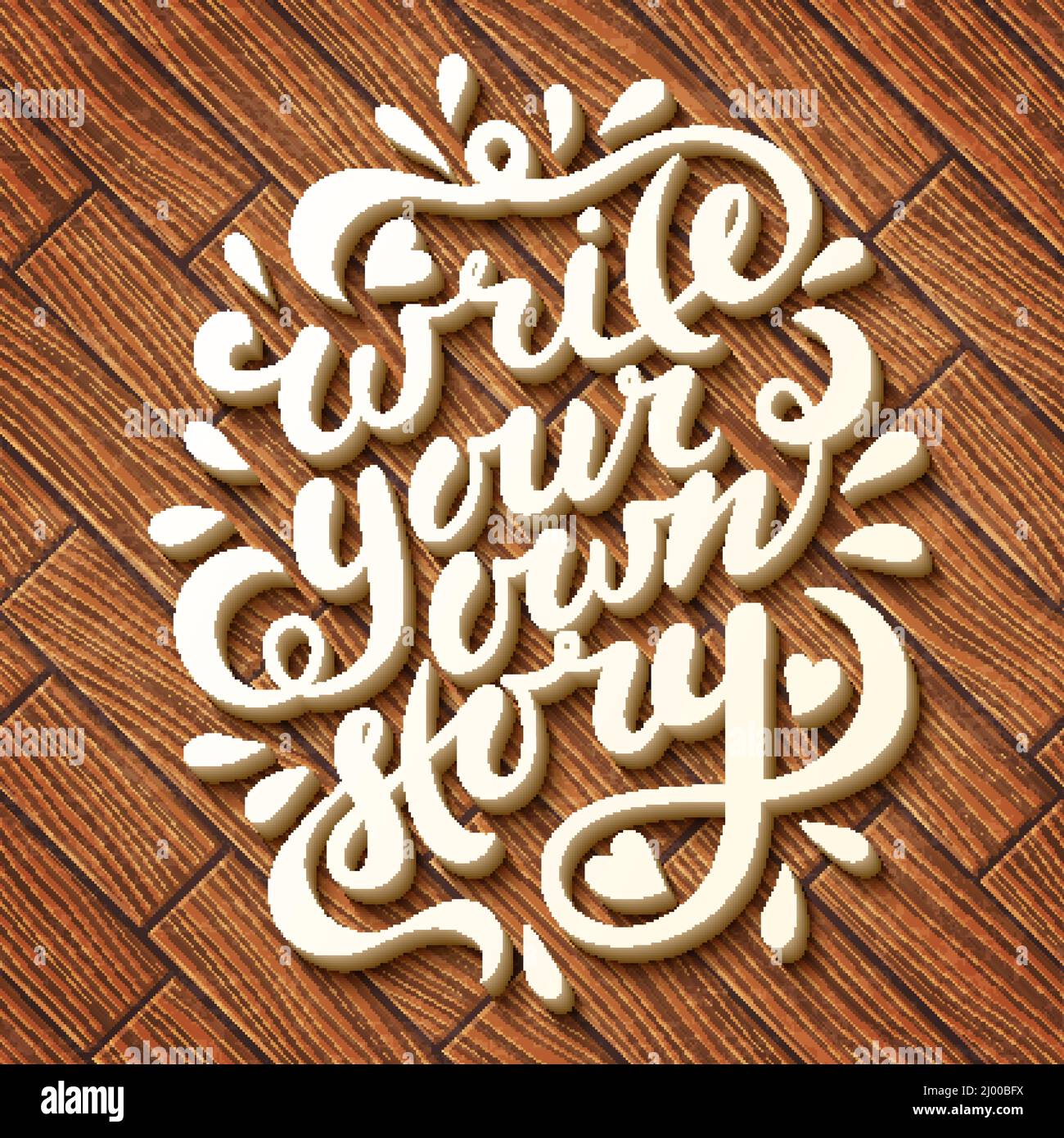 Schreiben Sie Ihre eigene Geschichte. Handgezeichnete Vektorbeschriftung. Motivierende moderne Kalligraphie. Inspirierendes Zitat für Wandposter oder Stimmungsbord. Heimtextilien. Druckbare Phrase. Stock Vektor