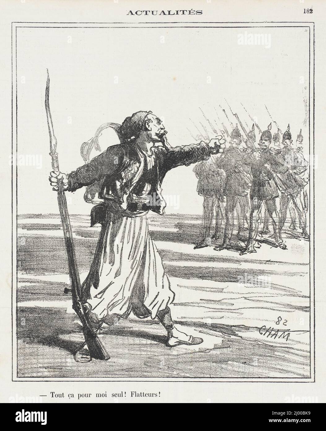 Tout ça pour moi seul! Flatteurs! Cham (Graf Amédée-Charles-Henry de Noé) (Frankreich, Paris, 1819-1879). Frankreich, 1870. Drucke; Lithographien. Lithographie Stockfoto
