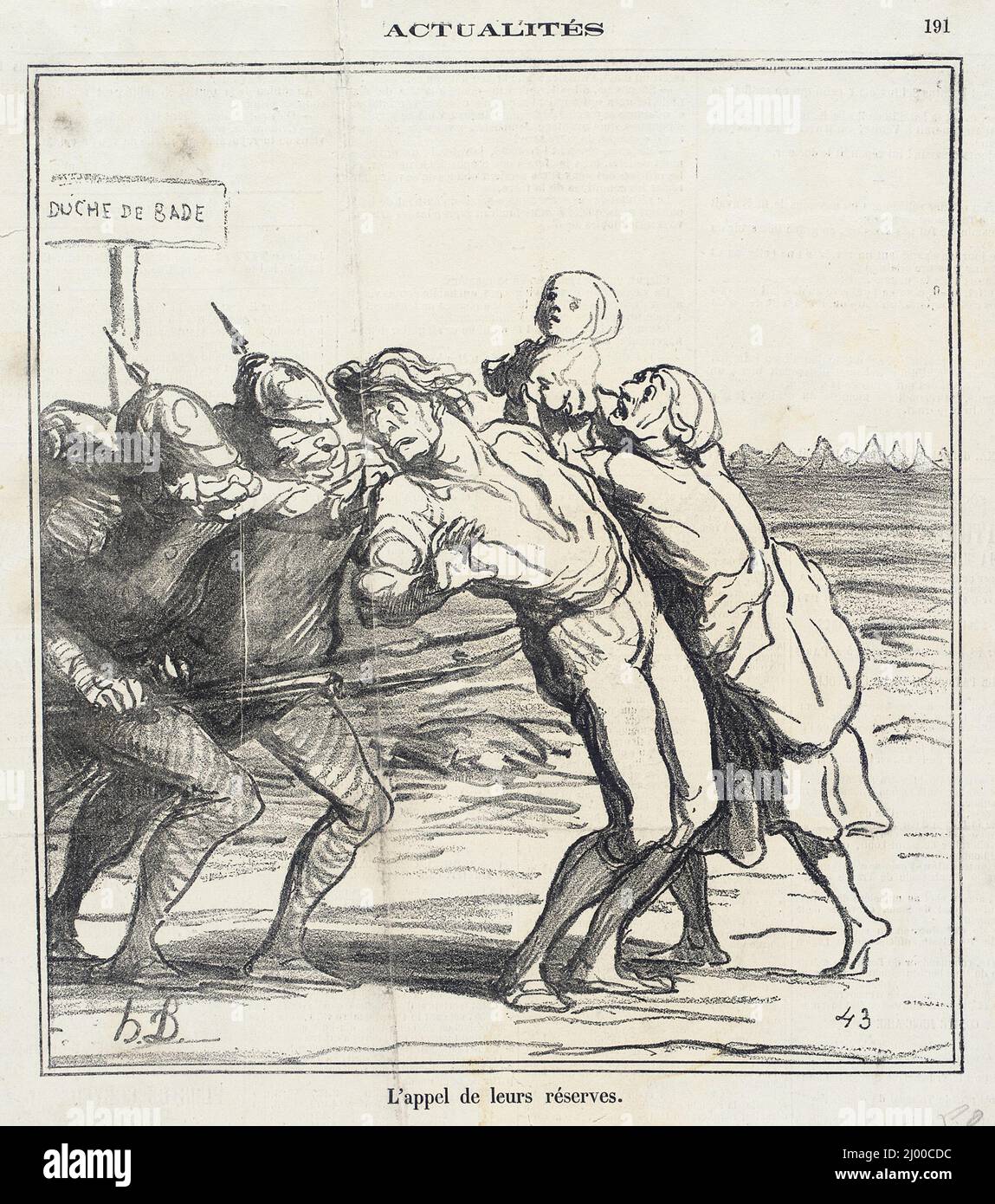 L'Appel de leurs réserves. Honoré Daumier (Frankreich, Marseille, 1808-1879). Frankreich, 1870. Drucke; Lithographien. Lithographie Stockfoto