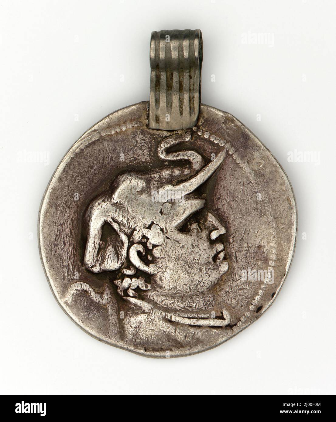 Münze des Demetrius. Afghanistan, Baktrien, 205-171 v. Chr.. Werkzeuge und Ausrüstung; Münzen. Silber Stockfoto