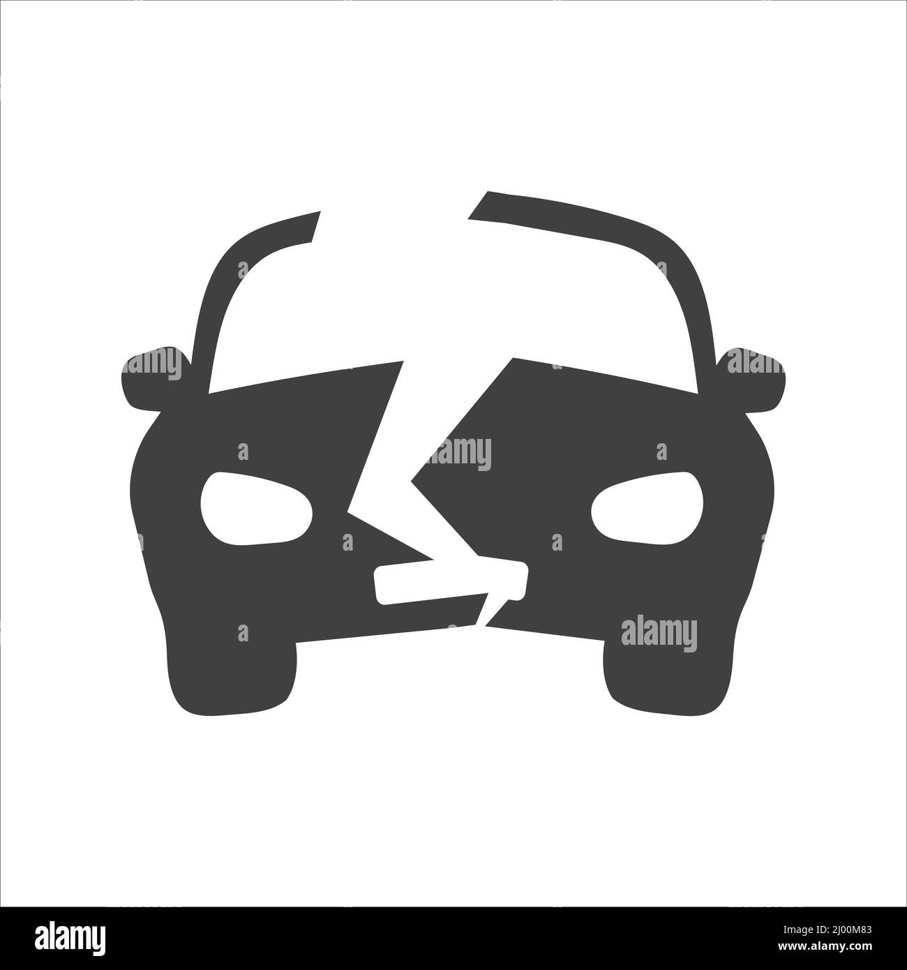 Kaputtes Auto-Symbol auf weißem Hintergrund. Stock Vektor