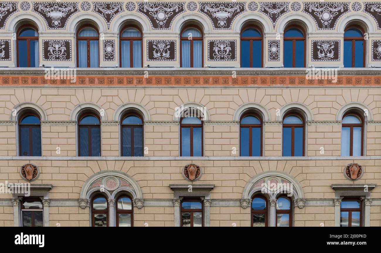 Fassade von Casa Cassab, Triest, Friaul Julisch Venetien, Italien Stockfoto
