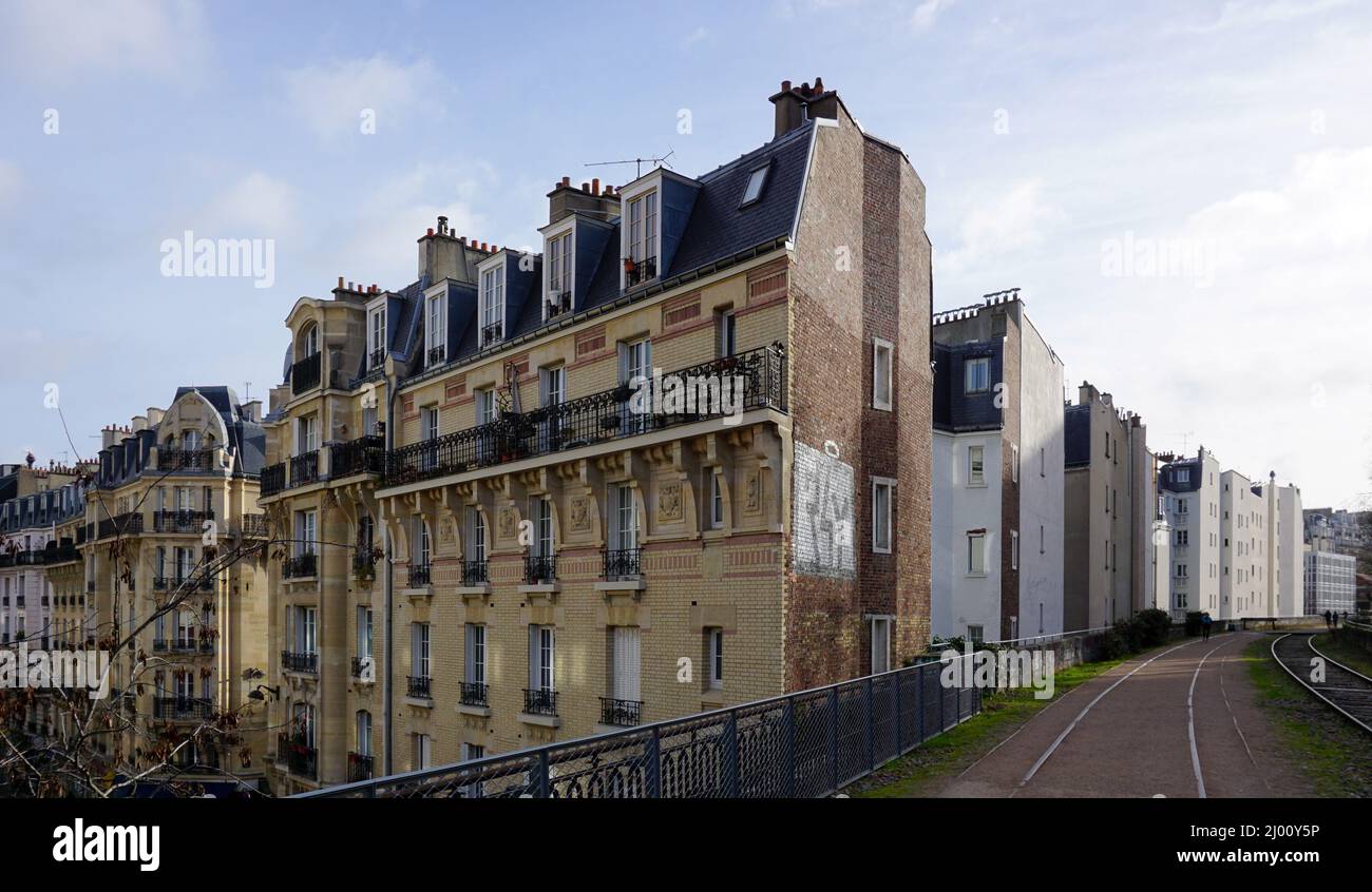 'La petite ceinture, alte Eisenbahnlinie in Paris (Frankreich) Stockfoto