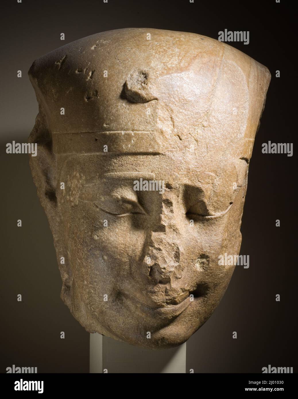 Königlicher Kopf, möglicherweise König Nectanebo I. Ägypten, 30. Dynastie, Regierungszeit von Nectanebo I, 380-363 B.C.. Skulptur. Quarzit Stockfoto
