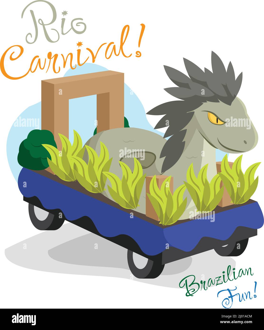 Isoliert dekoriert Fahrzeug mit einem Drachen Karneval Vector Stock Vektor