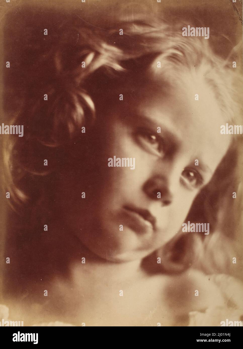 Kinderkopf, Süßwasser, 1866 (aus Leben, nicht vergrößert). Julia Margaret Cameron (England, 1815-1879, aktives Ceylon). England, 1866. Fotos. Silberdruck mit Albumen Stockfoto