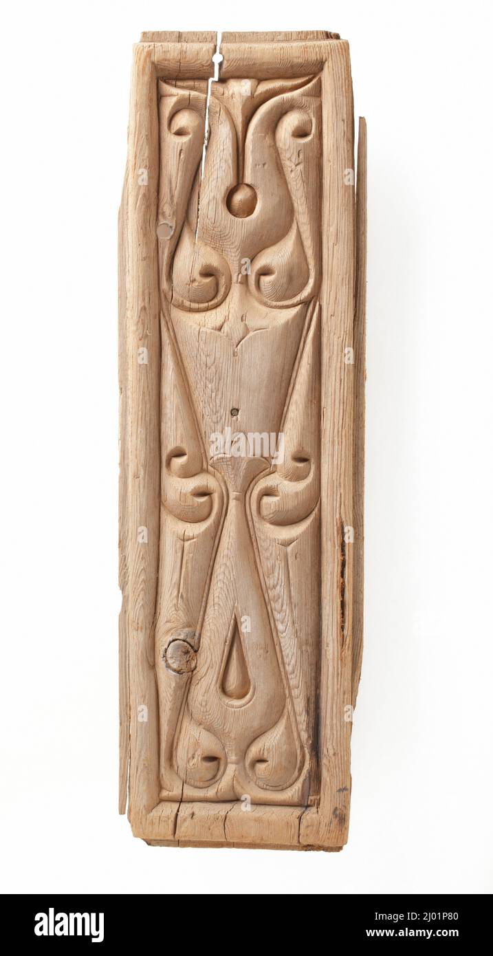 Panel mit abstrakter Verzierung. Ägypten, 9. Jahrhundert. Holz. Holz, geschnitzt Stockfoto