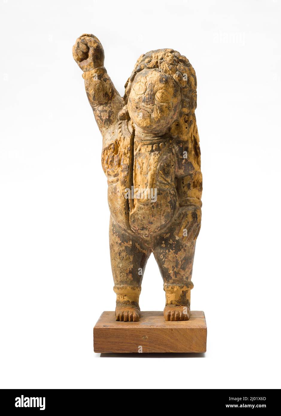 Ein Zwergaufseher. Nepal, 10.. Jahrhundert. Skulptur. Holz mit Farbspuren Stockfoto