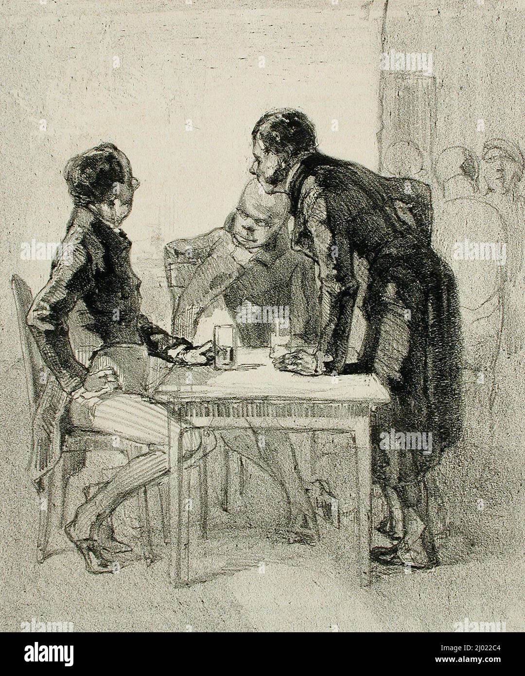 Les Bourgeois. Félicien Victor Joseph Rops (Belgien, Namur, 1833-1898). Belgien, 1856. Drucke; Lithographien. Lithographie Stockfoto