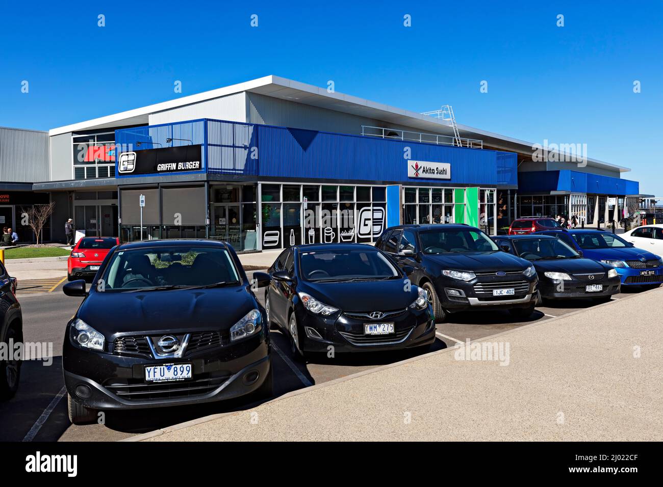 Ballarat Australia / Kmart Store und Restaurants im Delacombe Town Center Shopping Complex. Stockfoto