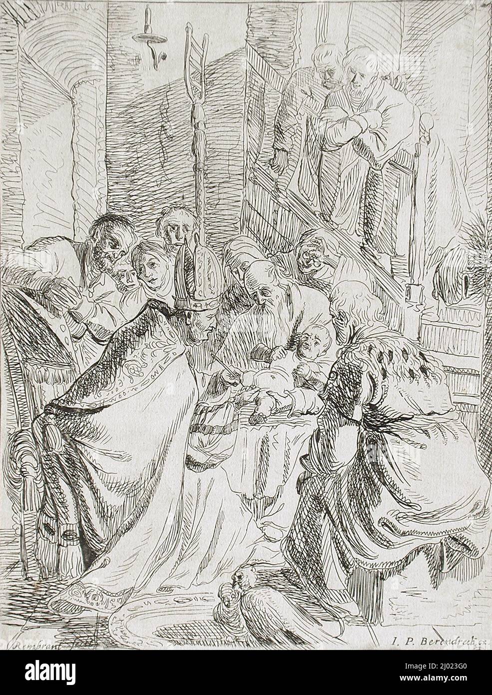 Die Beschneidung. Rembrandt Harmensz. Van Rijn (Niederlande, Leiden, 1606-1669). Holland, c. 1625 (später gedruckt). Drucke; Radierungen. Ätzen Stockfoto