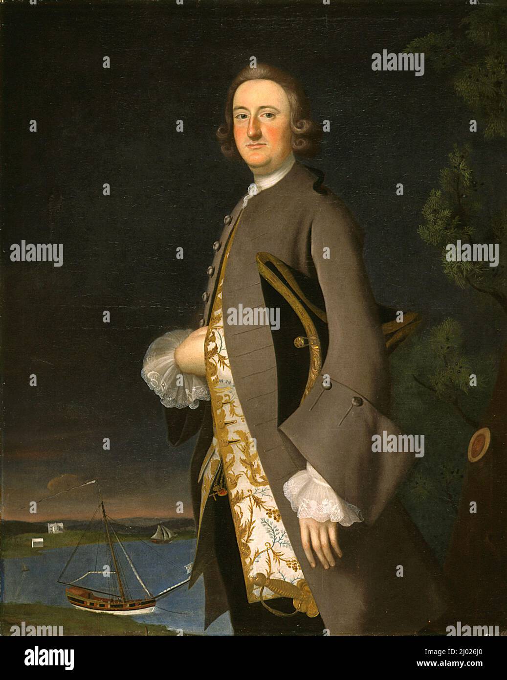 Porträt von Captain John Pigott. Joseph B. Blackburn (England, aktive USA, um 1730-um 1778). USA, um 1752. Gemälde. Öl auf Leinwand Stockfoto