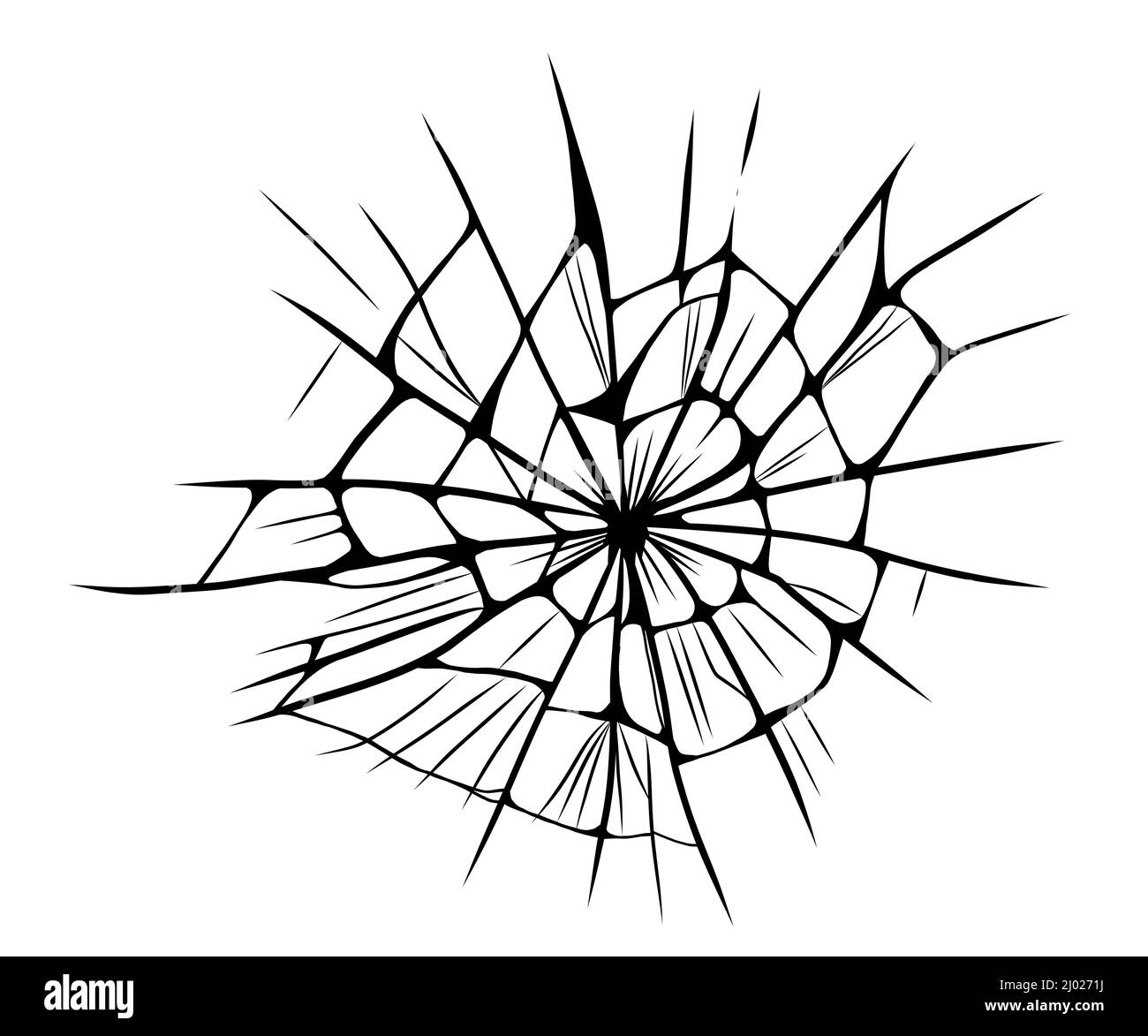 Glasrisse. Gebrochenes Eis. Aufzählungszeichen auf transparenter Oberfläche, elektronisches Display, Fenster. Vektorgrafik. Stock Vektor