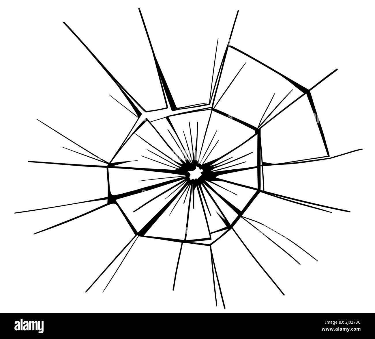 Glasrisse. Gebrochenes Eis. Aufzählungszeichen auf transparenter Oberfläche, elektronisches Display, Fenster. Vektorgrafik. Stock Vektor
