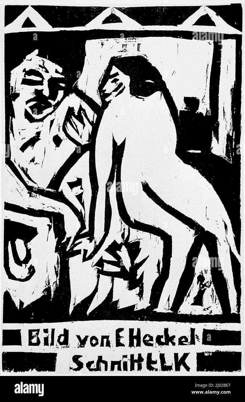 Mann und Frau. Ernst Ludwig Kirchner (Deutschland, 1880-1938). Deutschland, 1910. Drucke; Holzschnitte. Holzschnitt auf webtem Papier Stockfoto