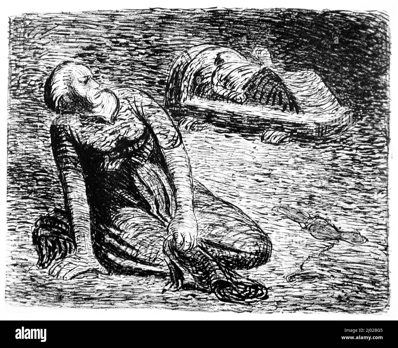 Der Blutfleck 2. Ernst Barlach (Deutschland, 1870-1938). Deutschland, 1912. Drucke; Lithographien. Lithographie auf Van Gelder-Papier Stockfoto