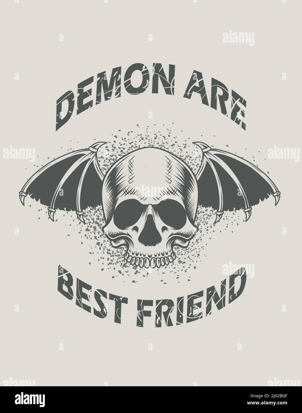 Abbildung gruseliger Schädelkopf des Dämons Stock Vektor