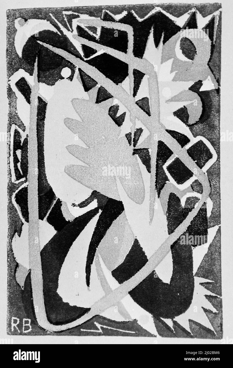 Expressionismus: Die Kunstwende. Franz Marc (Deutschland, 1880-1916)Jacoba van Heemskerck (Niederlande, 1876-1923)Heinrich Campendonk (Deutschland, Krefeld, 1889-1957)Rudolf Bauer (Deutschland, Lindenwald, 1889-1953)Arnold Topp (Deutschland, Soest, 1887-1960). Deutschland, Berlin, 1918. Bücher. Gedrucktes Material mit sechs Holzschnitten und zwei Linolschnitten auf glattem Wove-Papier Stockfoto