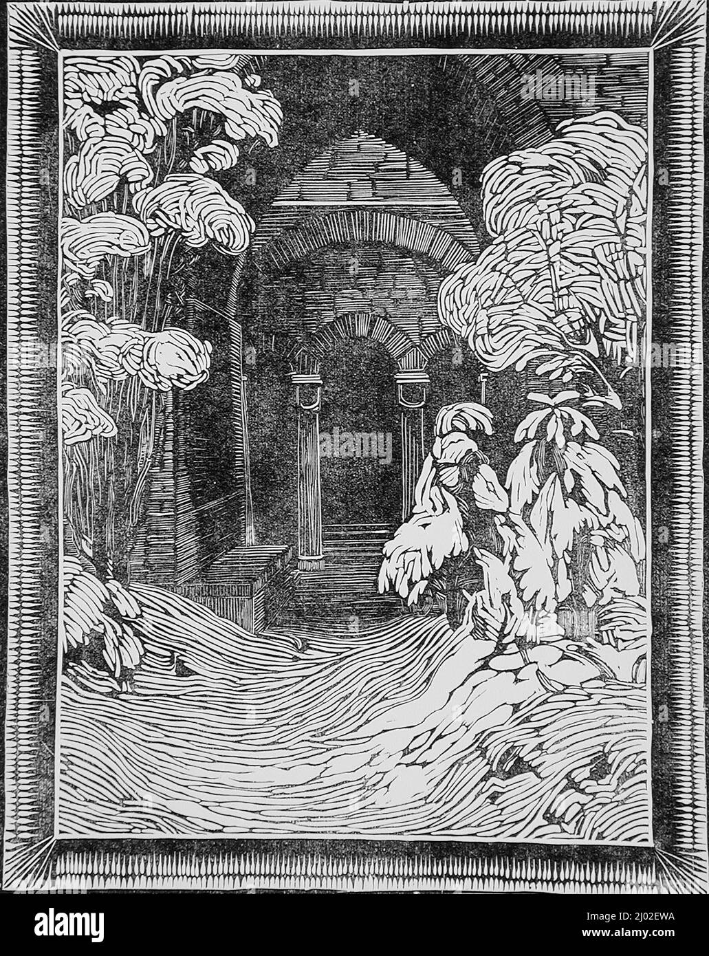 Winterlandschaft. Peter Behrens (Deutschland, 1868-1940). Deutschland, um 1900. Drucke; Holzschnitte. Holzschnitt auf webtem Papier Stockfoto