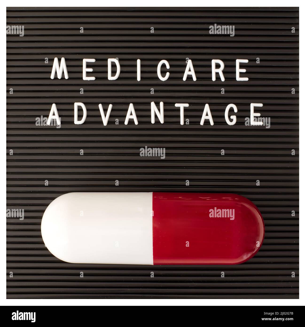 Medicare-Vorteil. Motivierendes Zitat auf dem Briefbrett Stockfoto