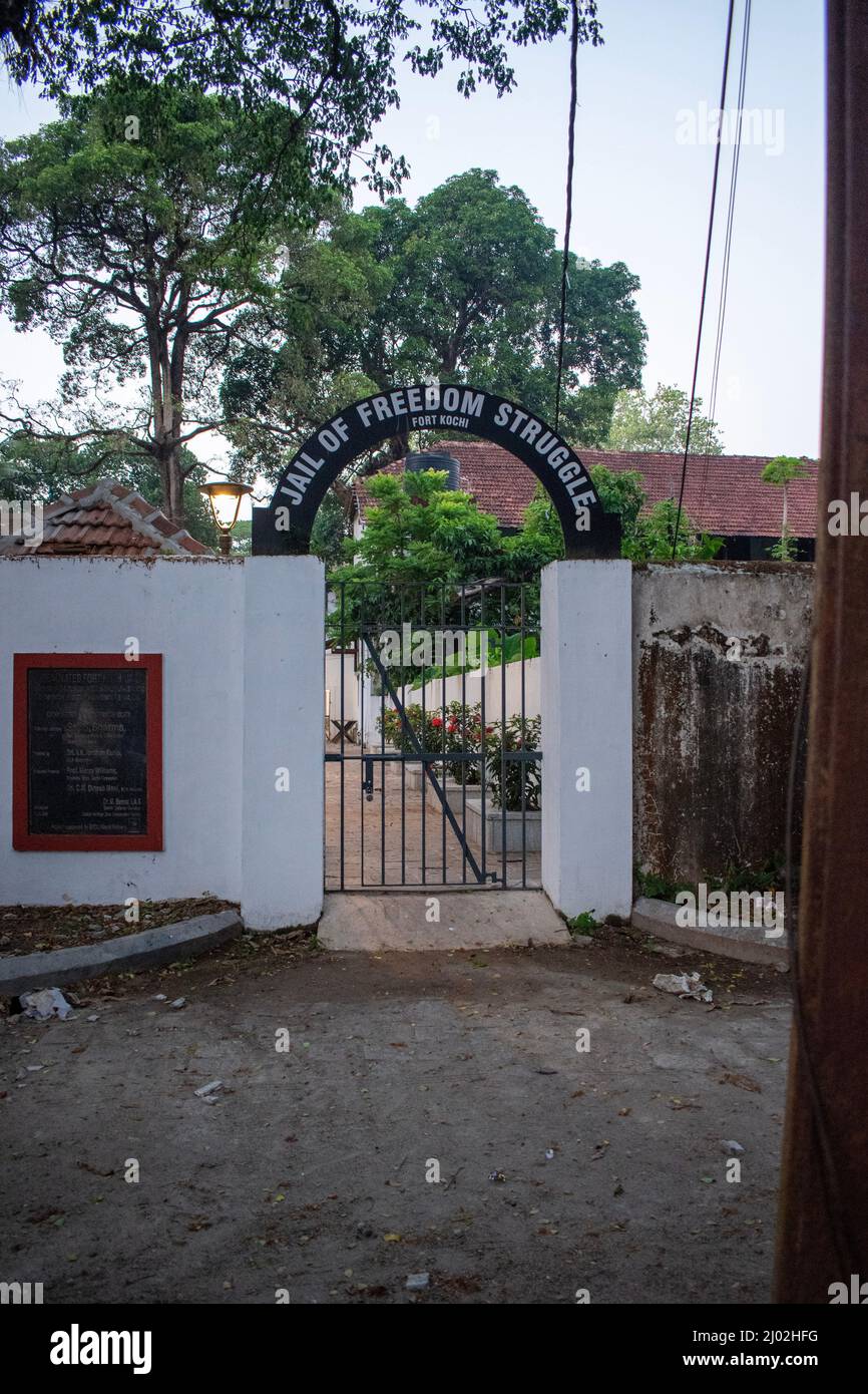 Ein Foto aus Kochi, Indien - März 13 2022: Freiheitskämpfer Gefängnis in Fort Kochi Stockfoto