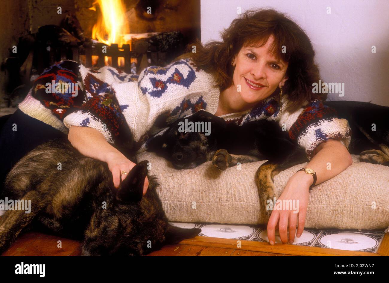 Frances Tomelty zu Hause Ende der 1980er Jahre Stockfoto