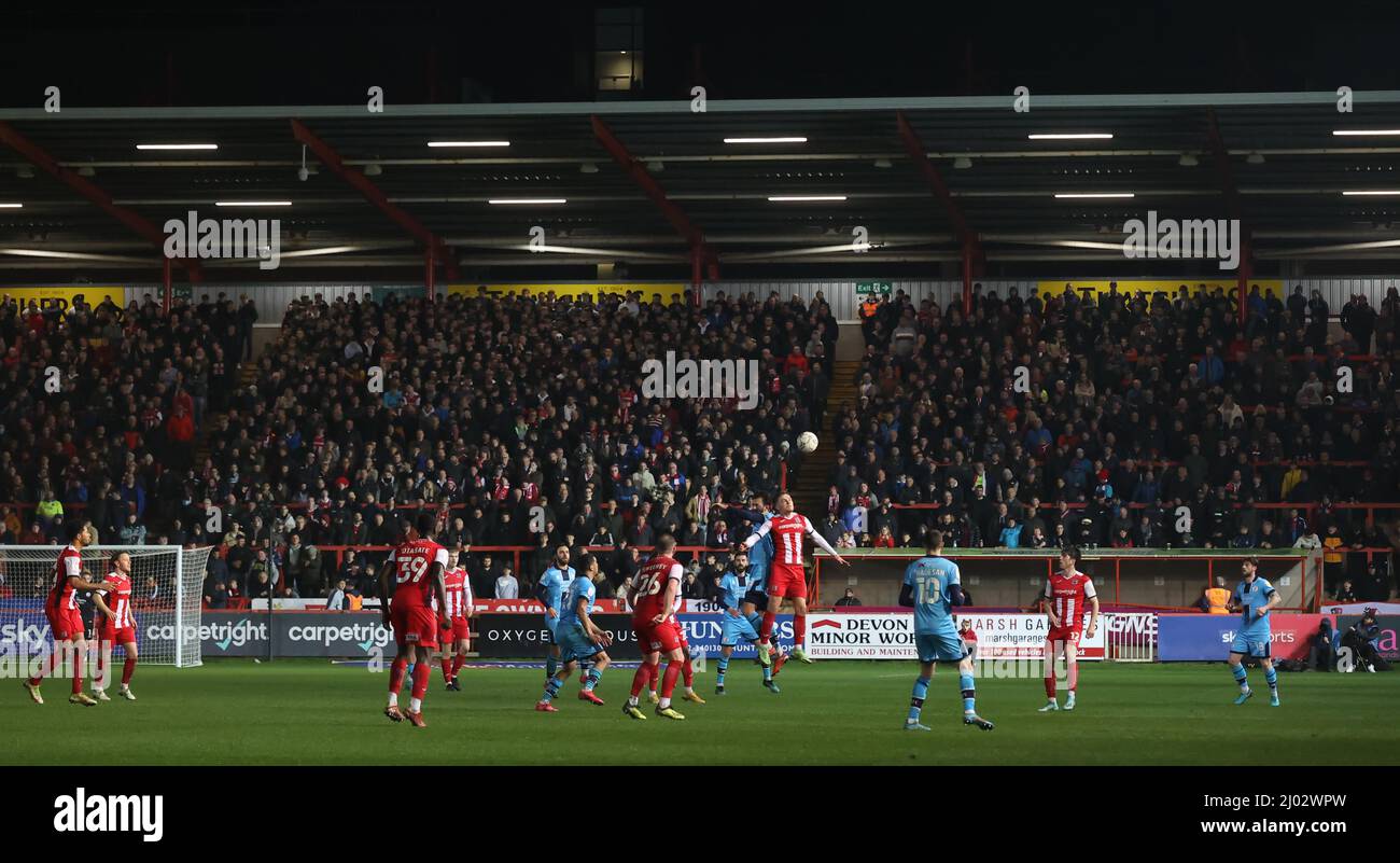 Gesamtansicht des St James Park, Heimstadion von Exeter City, vor dem Spiel gegen Crawley Town.15.. März 2022 Stockfoto