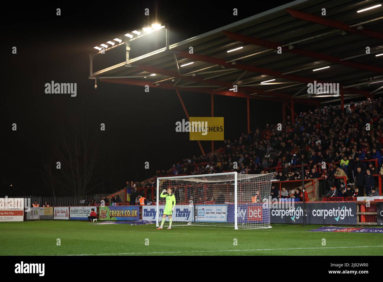 Gesamtansicht des St James Park, Heimstadion von Exeter City, vor dem Spiel gegen Crawley Town.15.. März 2022 Stockfoto