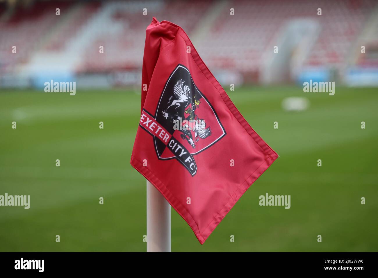 Gesamtansicht des St James Park, Heimstadion von Exeter City, vor dem Spiel gegen Crawley Town.15.. März 2022 Stockfoto