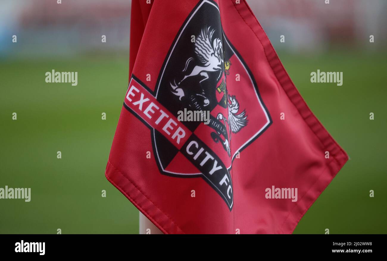 Gesamtansicht des St James Park, Heimstadion von Exeter City, vor dem Spiel gegen Crawley Town.15.. März 2022 Stockfoto