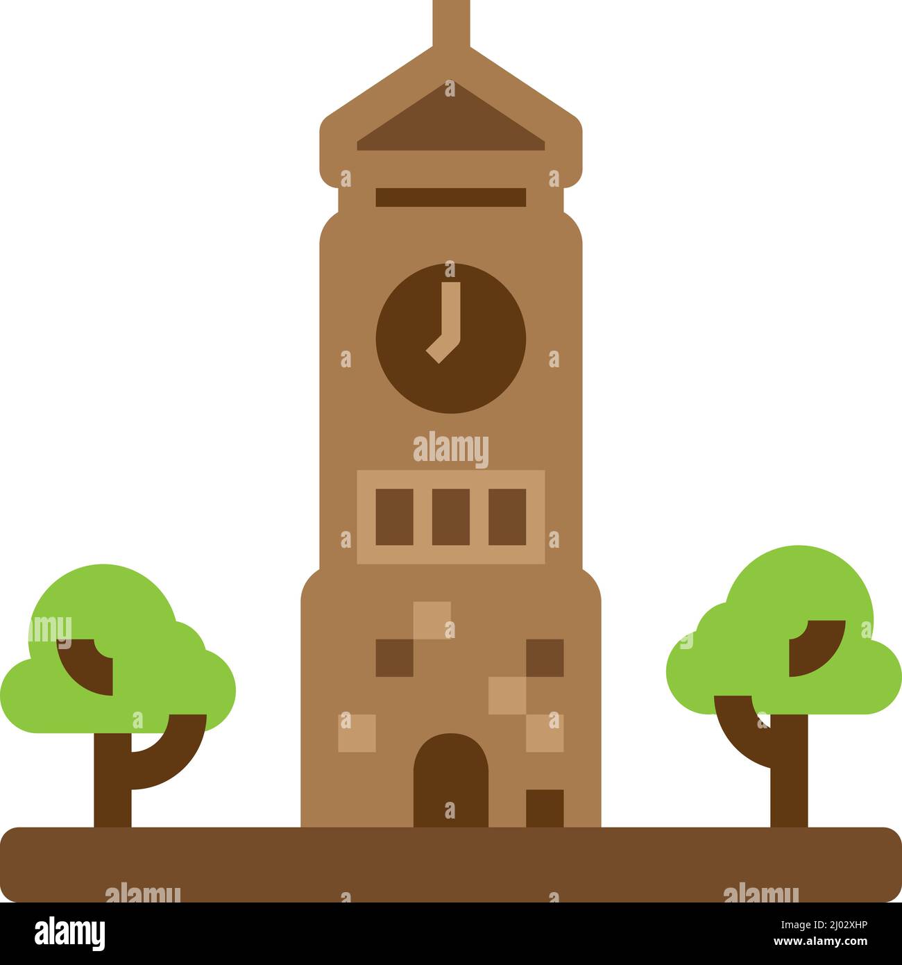 Uhrturm flaches Symbol für Dekoration, Website, Web, Präsentation, Druck, Banner, Logo, Poster-Design usw. Stock Vektor