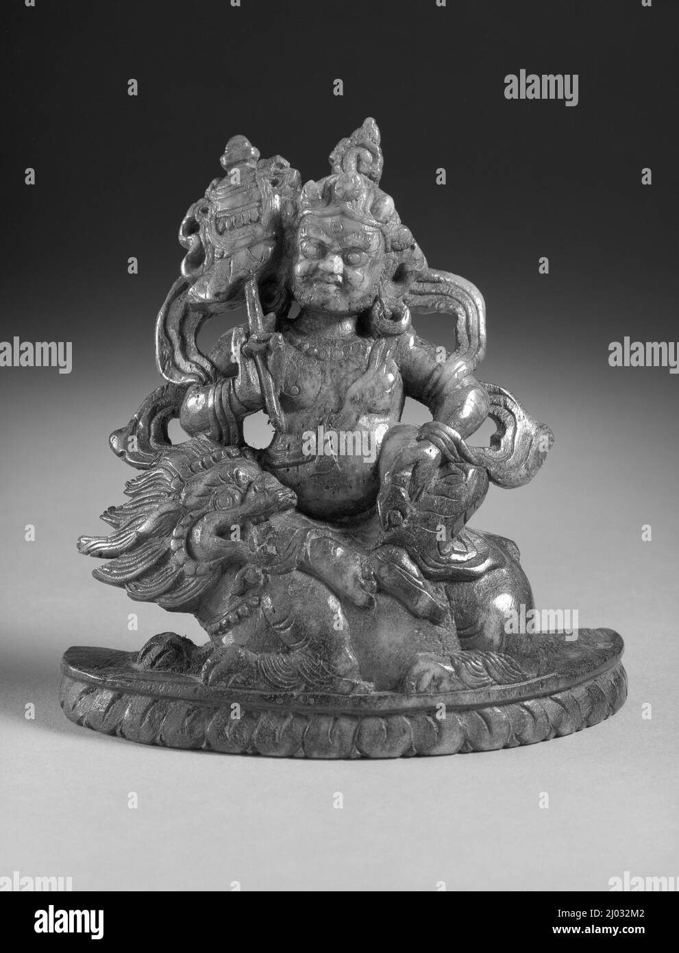 Jambhala, der buddhistische Gott des Reichs (tibetanisch: Lunganpo). Tibet, 16.. Jahrhundert. Skulptur. Knochen Stockfoto