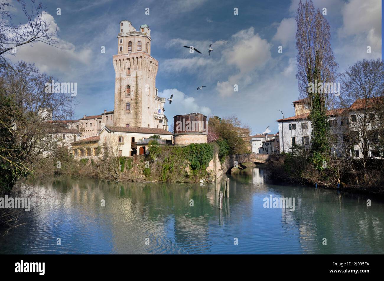 Blick auf das mittelalterliche Observatorium von Specola von Galileo Galilei in Padua, Italien Stockfoto