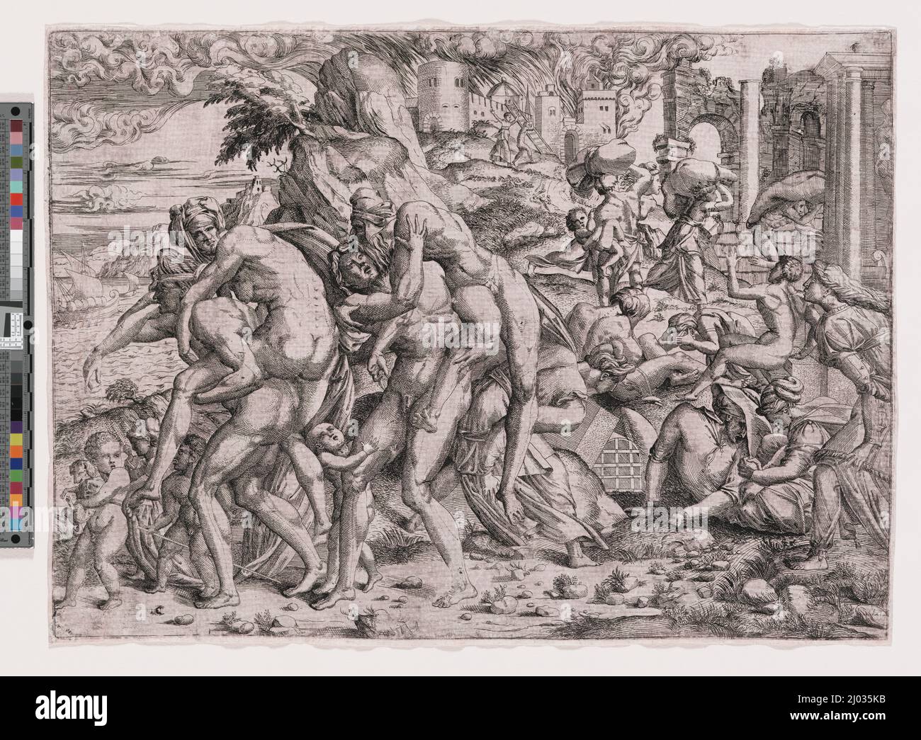 Zwillinge von Catania. Anonymous Fontainebleau School (c. 1542 - 1547)Rosso Fiorentino Giovanni Battista di Jacopo (Italien, Florenz, 1494-1540). Frankreich, 1540-1550. Drucke; Gravuren. Radierung und Gravur Stockfoto