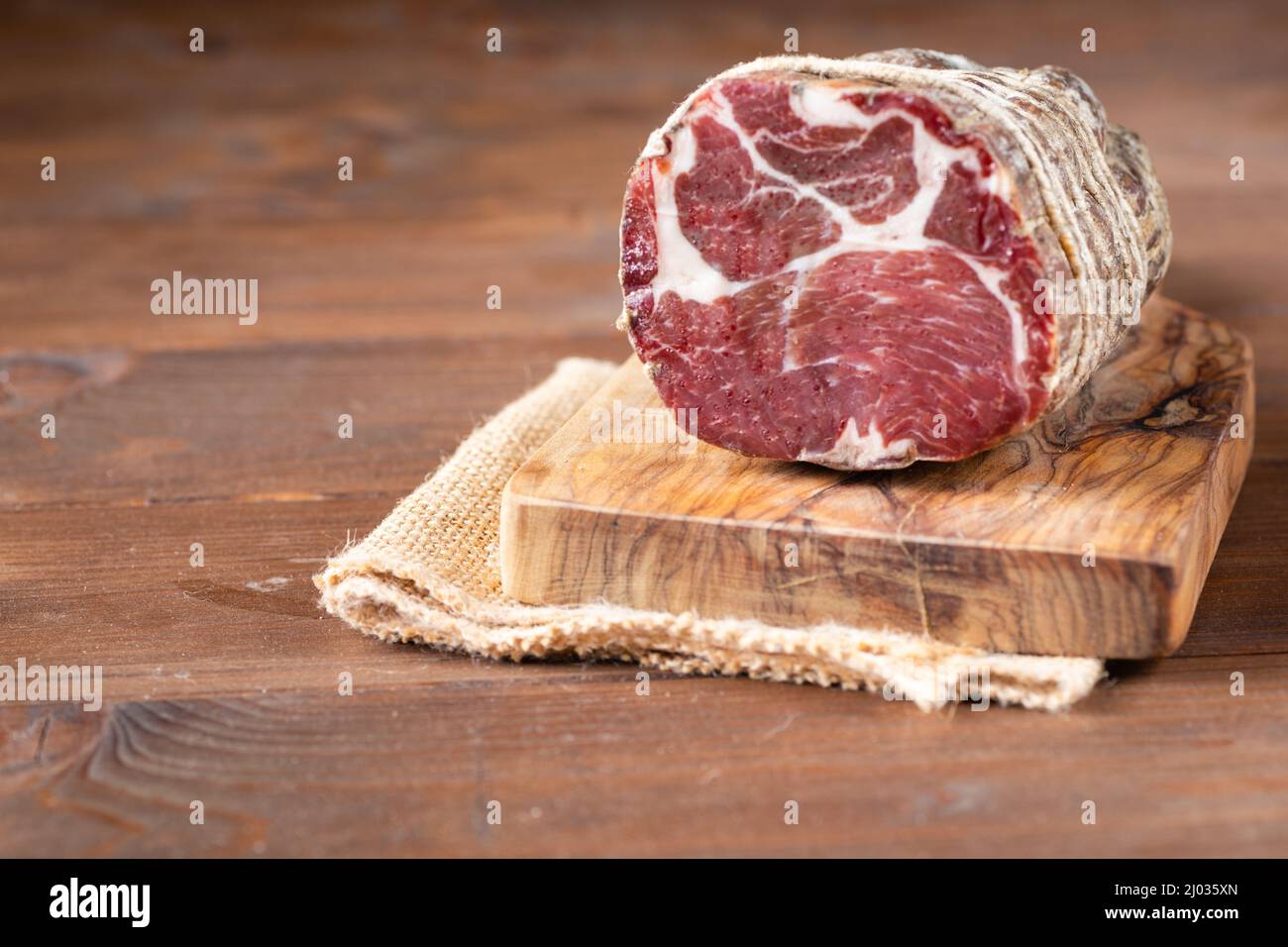 Capocollo typisch aus Martina Franca, Apulien Region Stockfoto